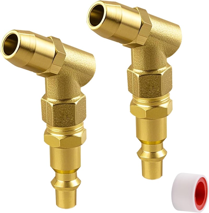 GODESON Tire Chucks - Pack of 2, Angled 1/4" NPT Brass Air Chuck with Quick Connect Plug, Open Flow Tire Inflator Nozzle for Controlled or Automatic Tire Inflator & Pressure Gauge - Image 1